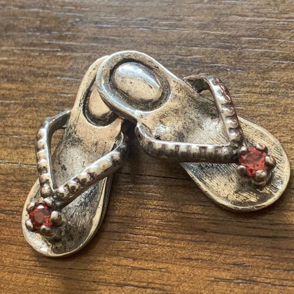 Sterling Silver Beach Sandals Pendant (pr) - Picture 2 of 8